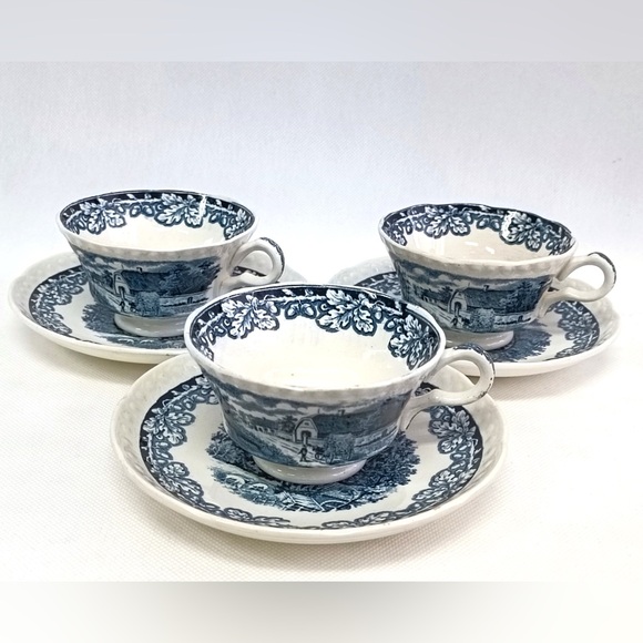 Set of three cups with saucers by Société Céramique. Dutch Farm - Picture 2 of 10